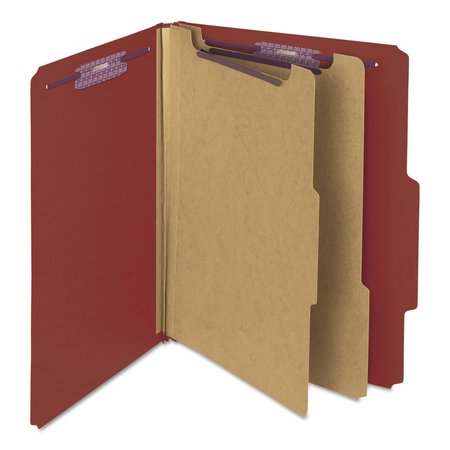 SMEAD Pressboard Folder, 6 Section, Letter, Red, PK10 14075